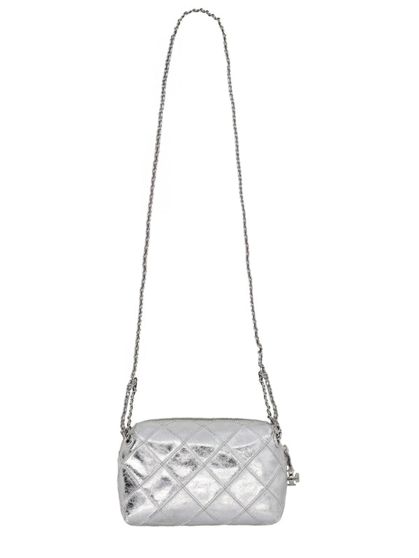 Fleming Bag Silver Leather Shoulder