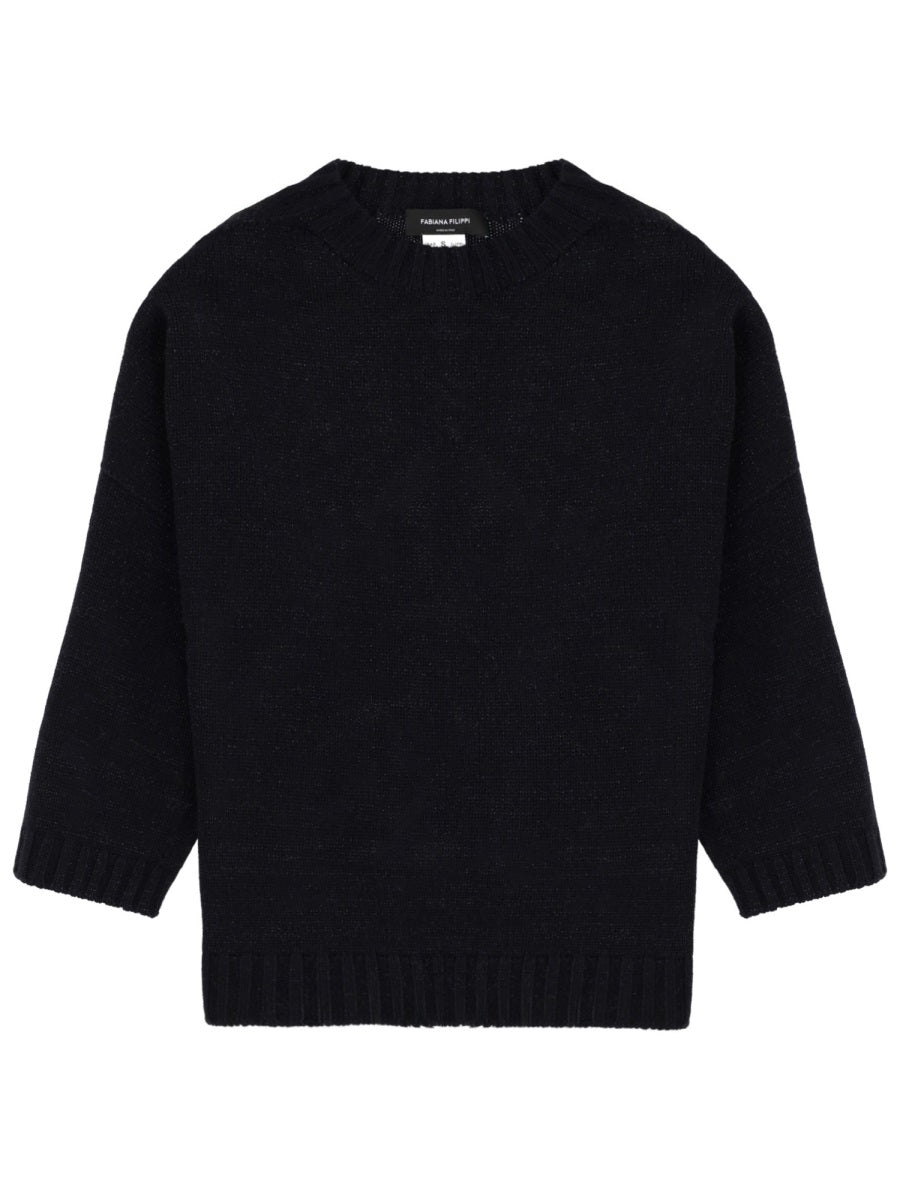 Wool Jersey Knit Jumper Blue Virgin Jumpers