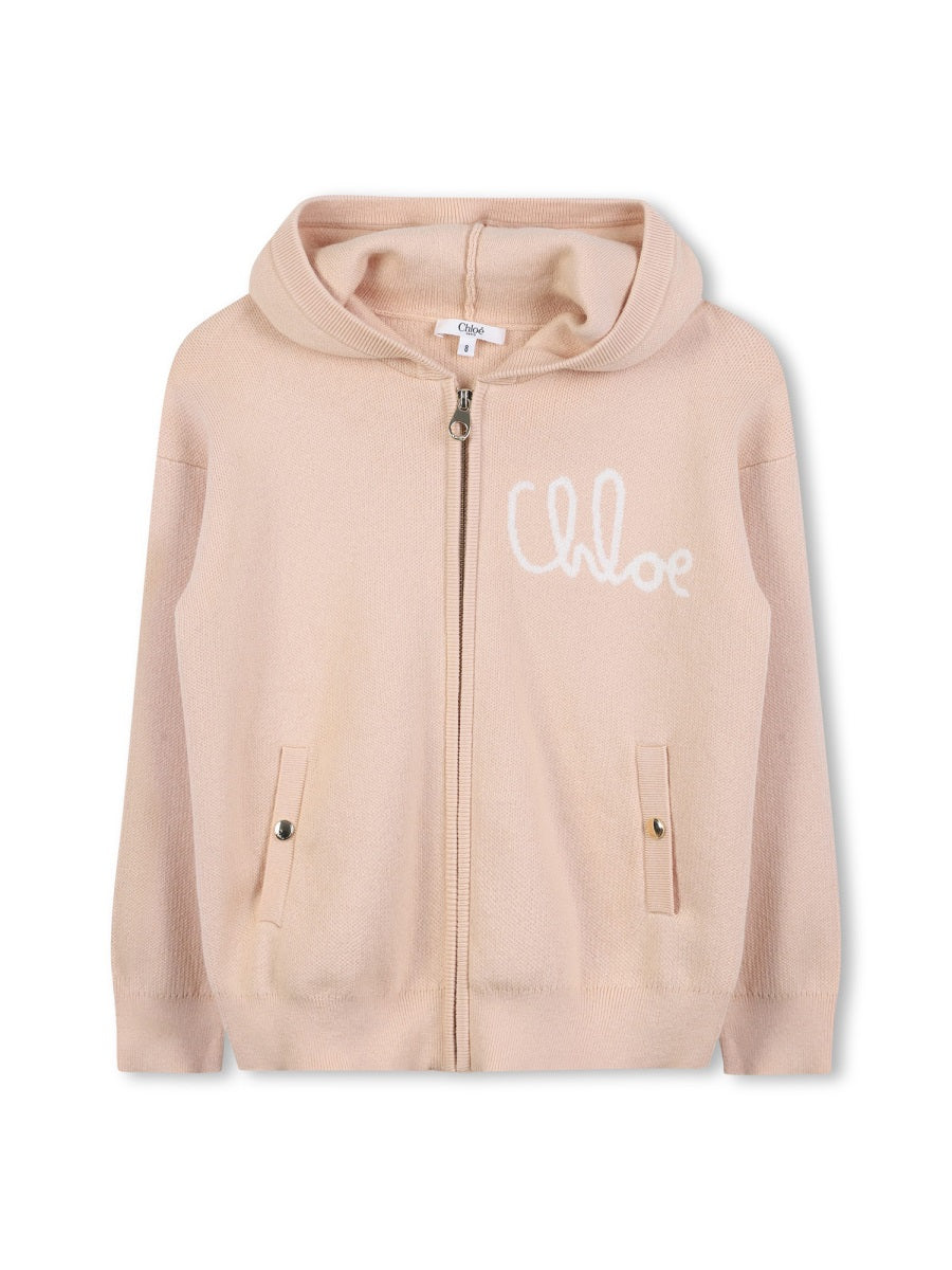 Cardigan Tricot Beige Cotton Wool Jumpers