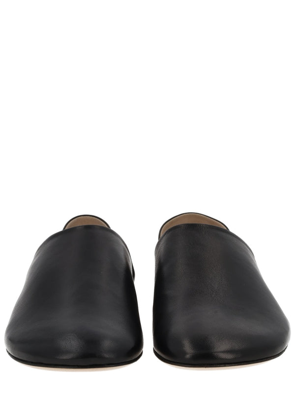 Leather Slipper Shoe Black Loafers