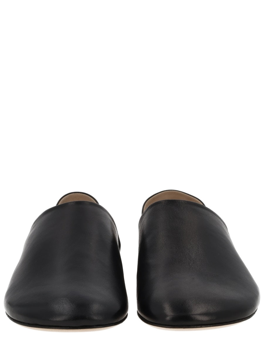 Leather Slipper Shoe Black Loafers