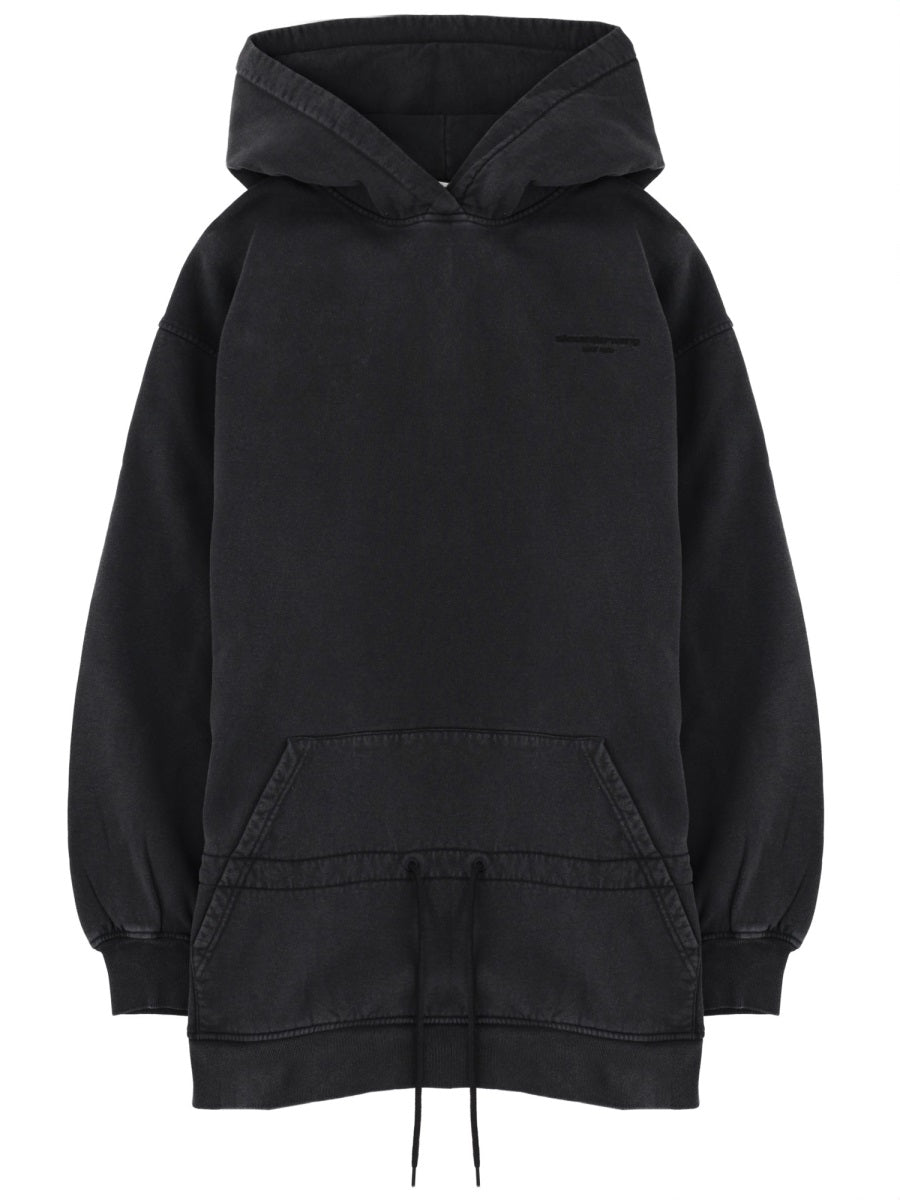 Mini Dress With Hood Black Cotton