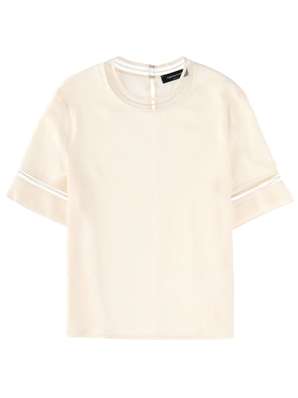 T-Shirt With Transparent Details Ivory Acetate T-shirts