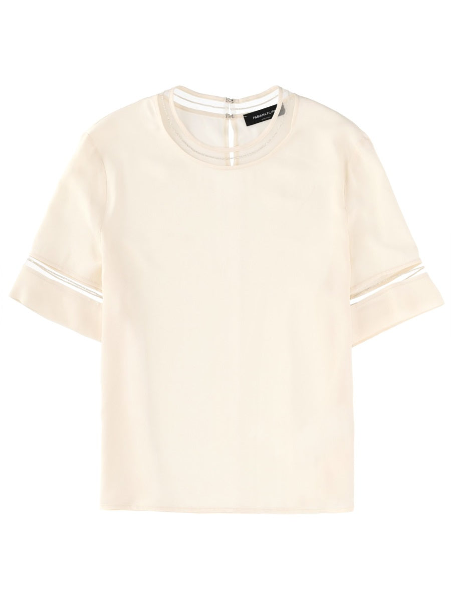 T-Shirt With Transparent Details Ivory Acetate T-shirts