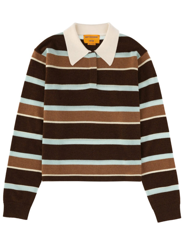 Cropped Stripe Rugby Polo Shirt Multicolour Cashmere