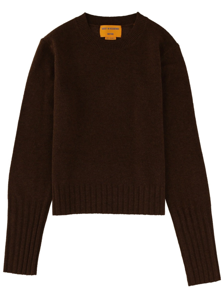 Shrunken Crew Jersey Brown Cashmere Jumpers