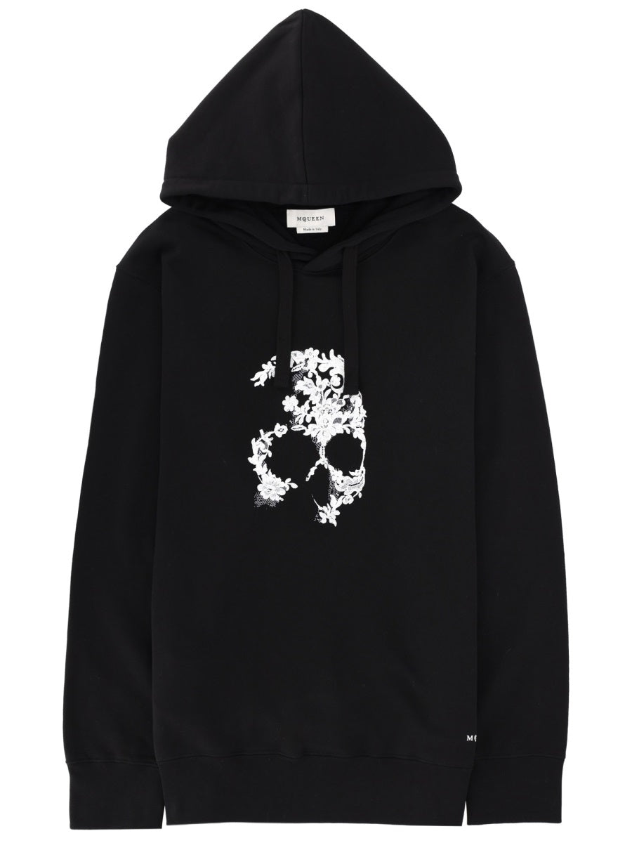 Sweatshirt With Skull Motif Black Cotton Sweatshirts