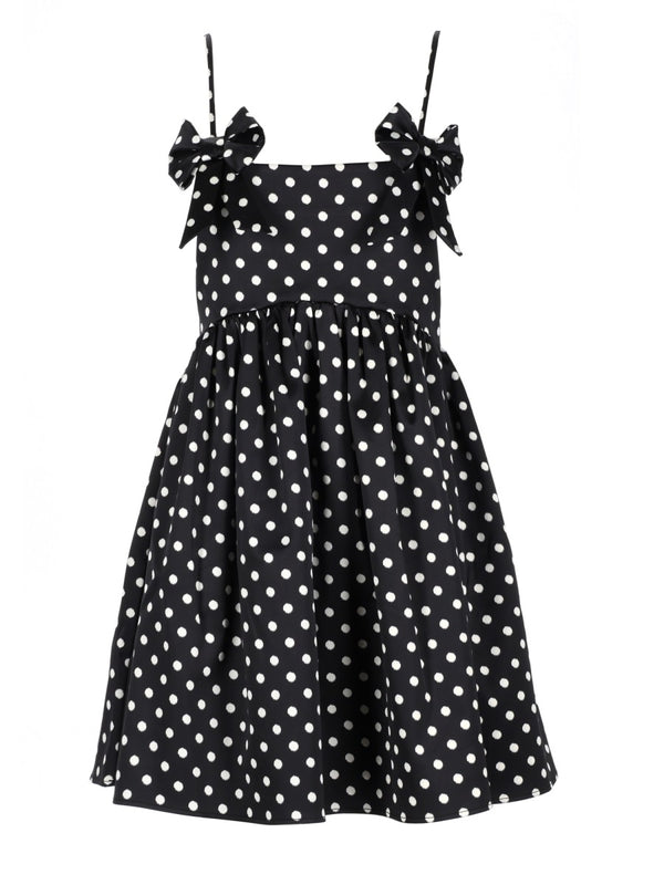 Polka Dot Mini Dress Black Recycled Polyester