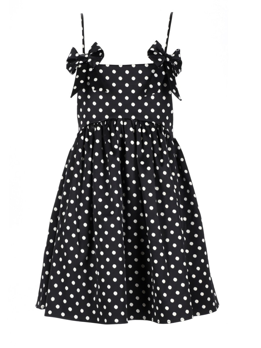 Polka Dot Mini Dress Black Recycled Polyester