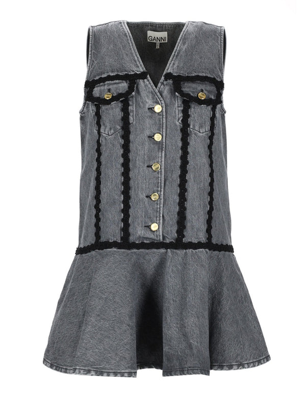 Cotton Mini Dress Charcoal Organic