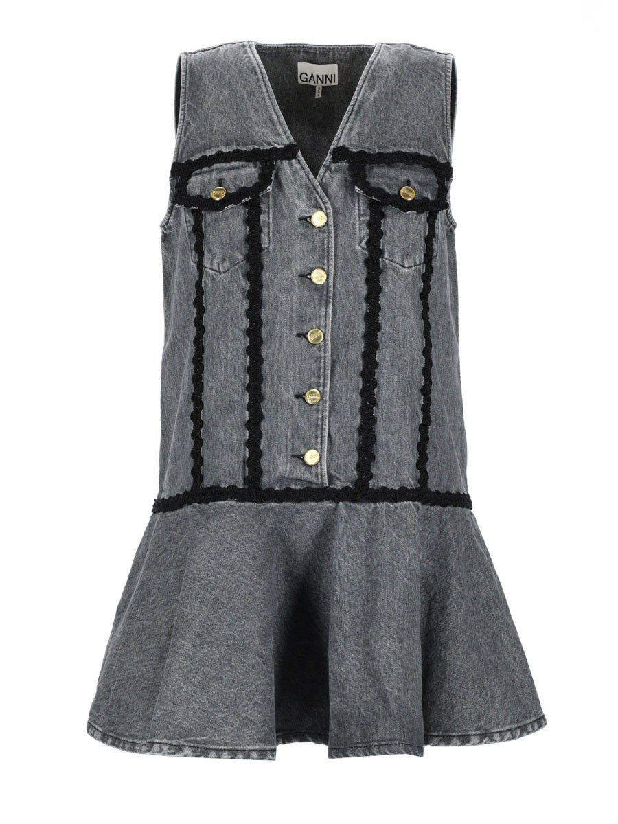Cotton Mini Dress Charcoal Organic