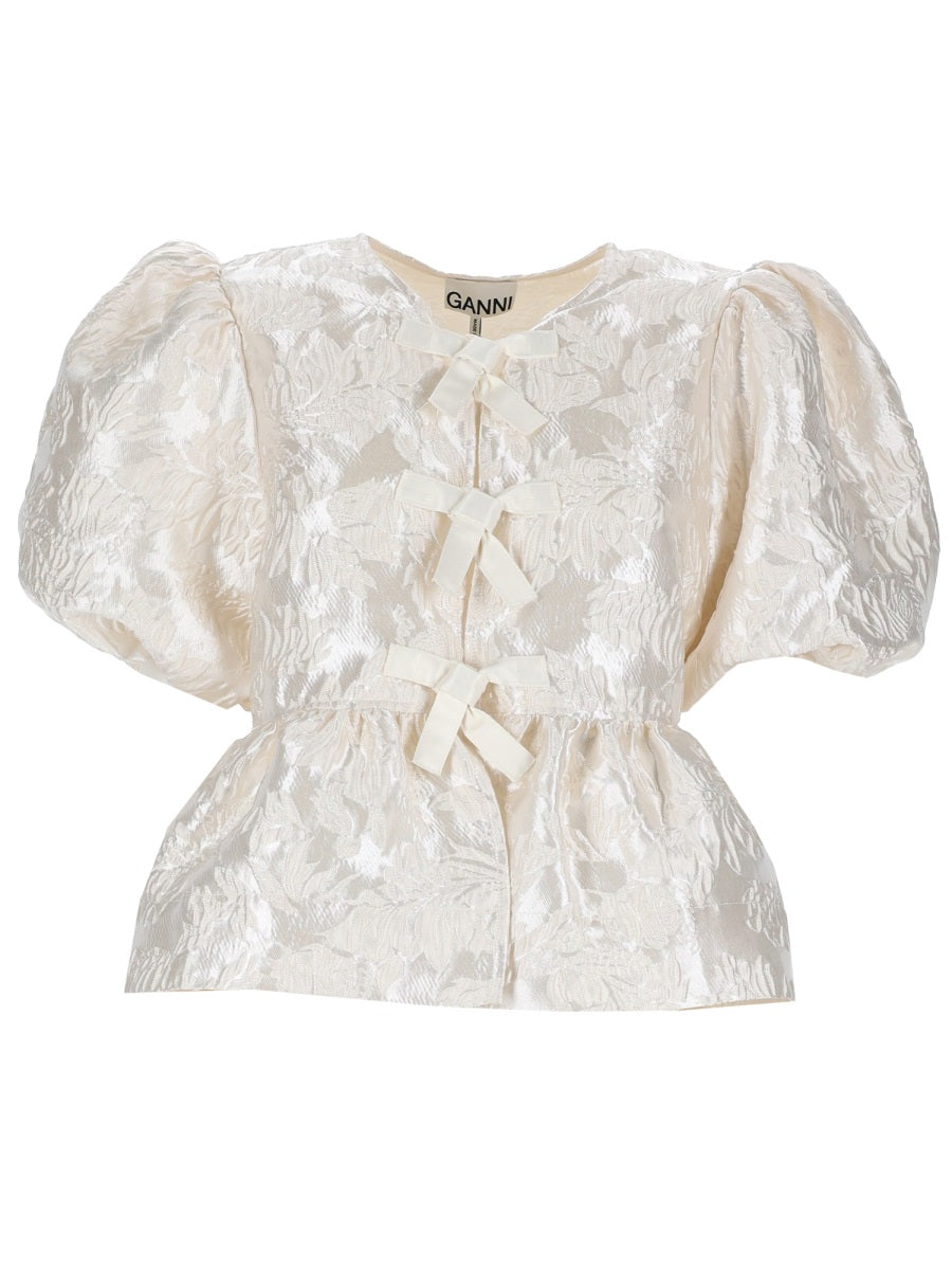 Peplum Top Ivory Recycled Polyester Tops