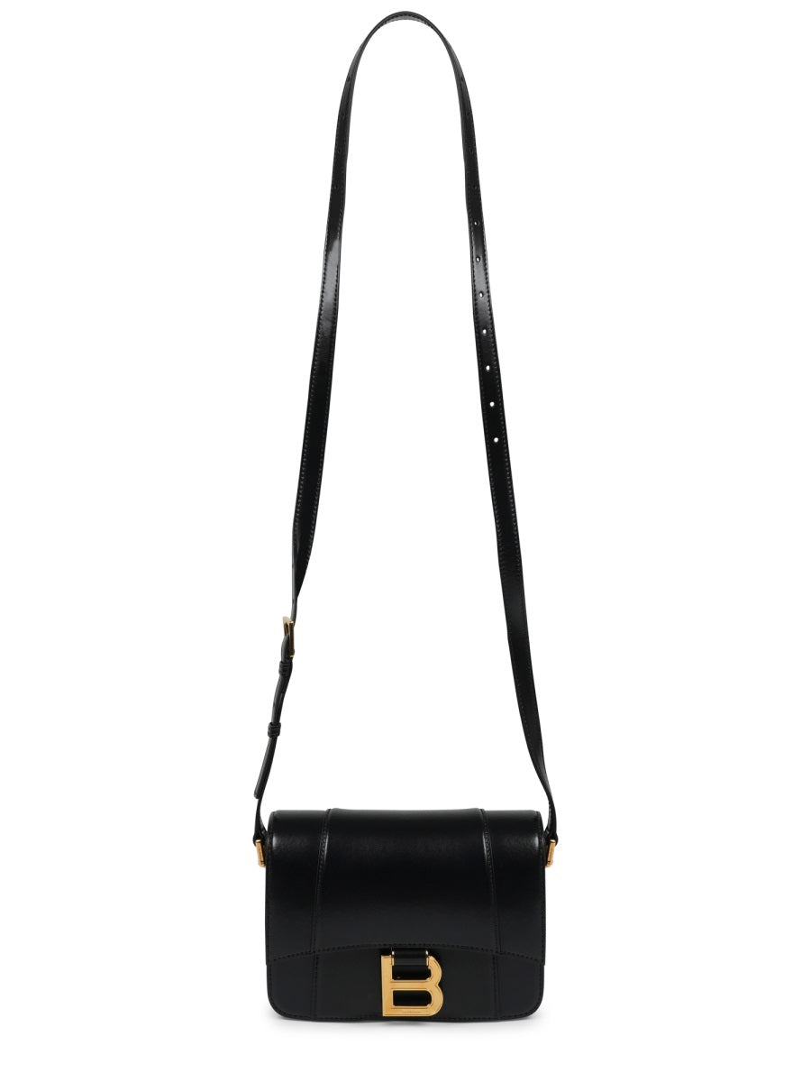 Leather Bag Hourglass Black Calf Skin Shoulder