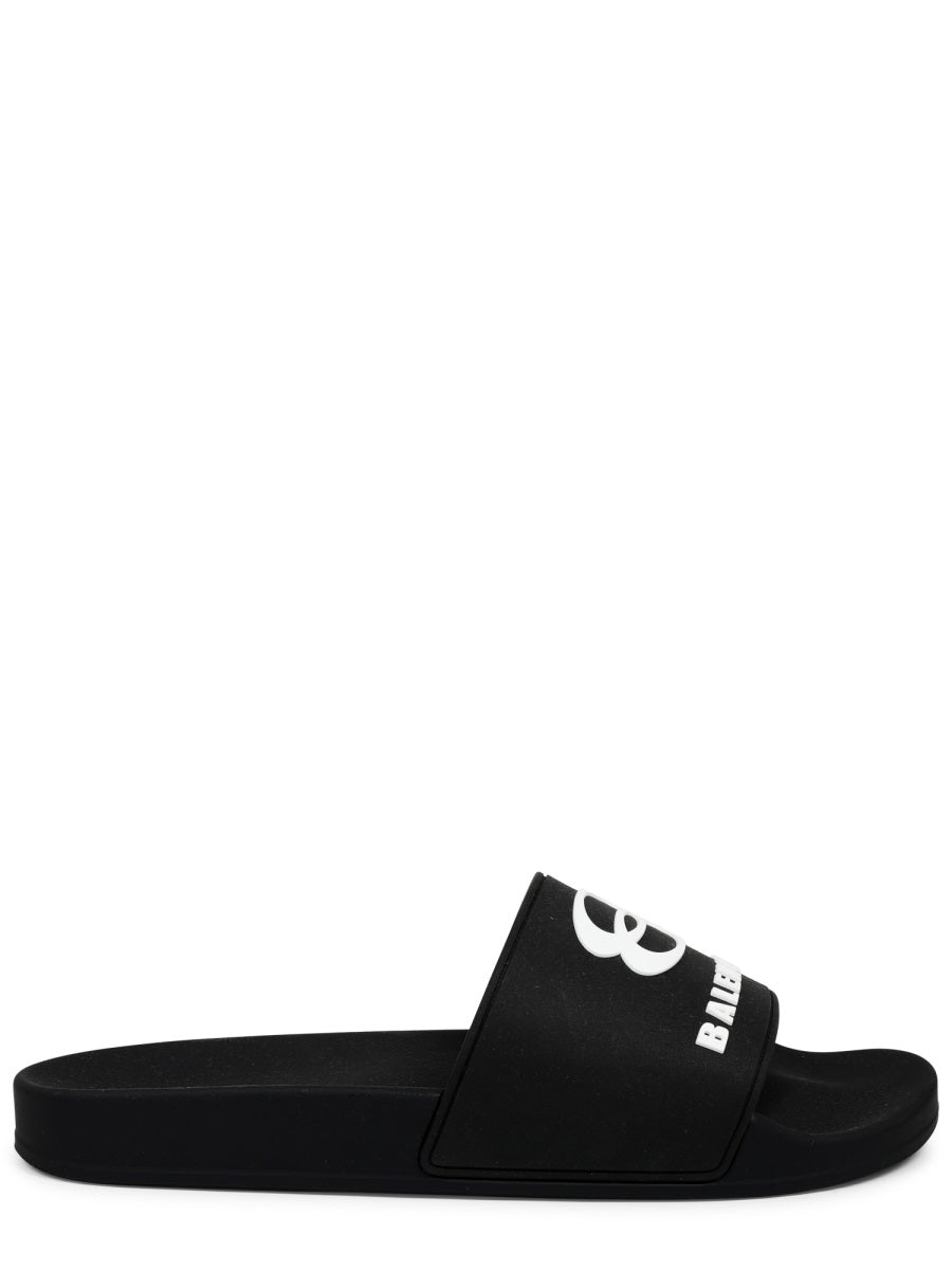 Slip-On Sandals With Logo Black Polyurethane
