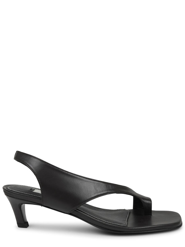 Heeled Sandal Black Leather Sheep
