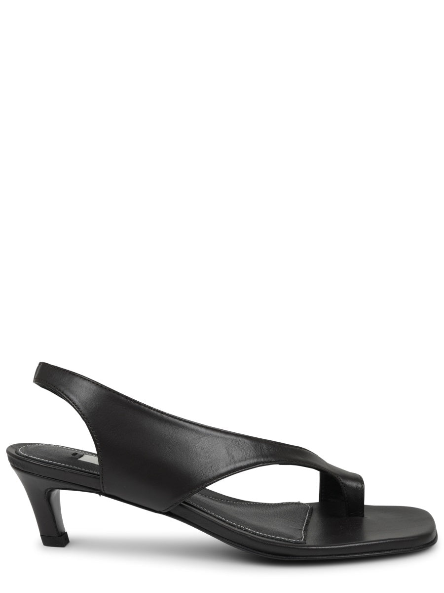 Heeled Sandal Black Leather Sheep