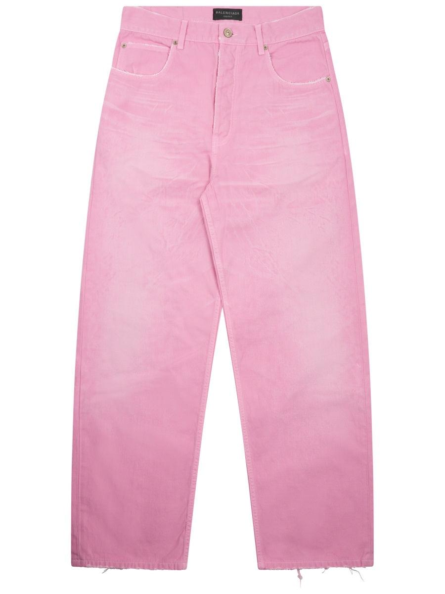Pants Loose Fit Pink Polyester Jean