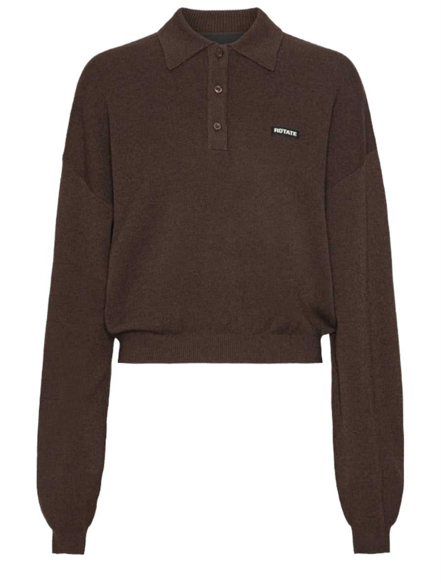 Cropped Logo Polo Shirt Brown Modal
