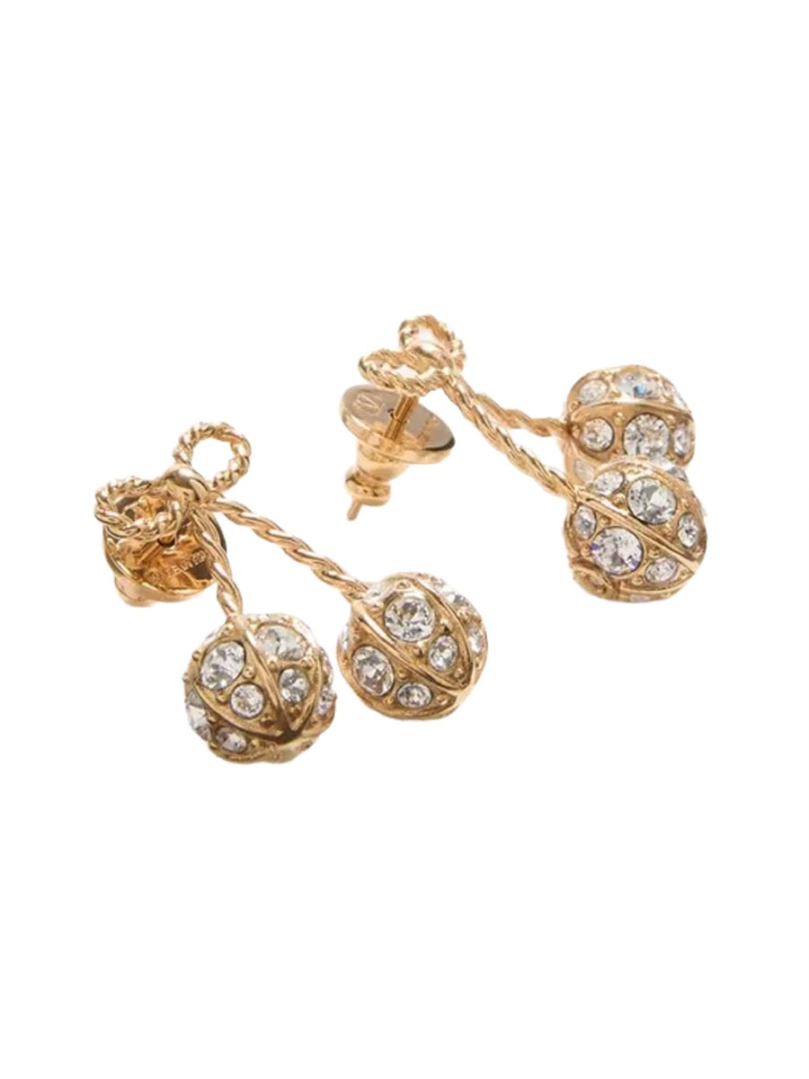 Cherryfic Earrings With Rhinestones Gold Bronze