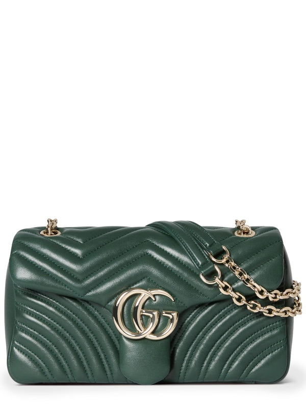 Shoulder Bag Gg Marmont Green Leather Lamb