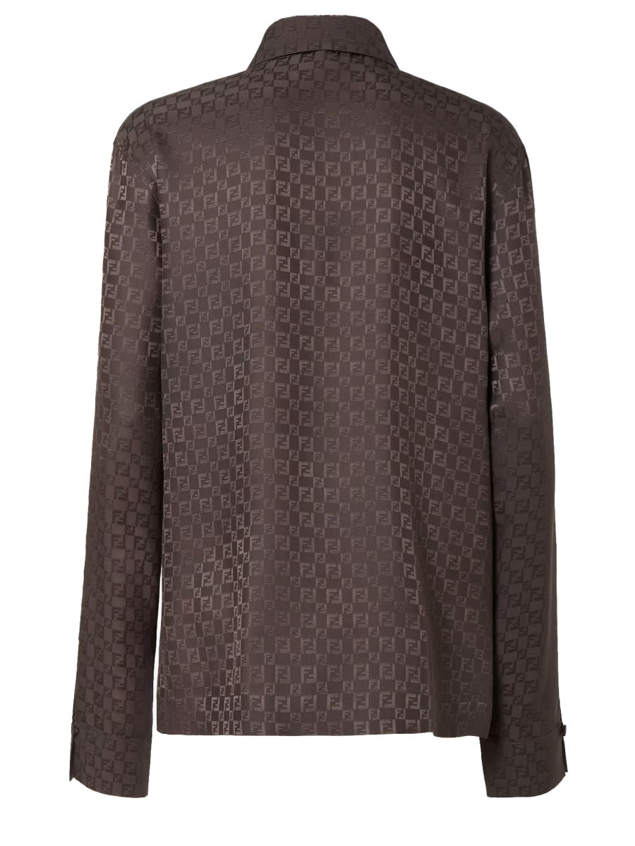 Shirt Ff Jacquard Brown Silk