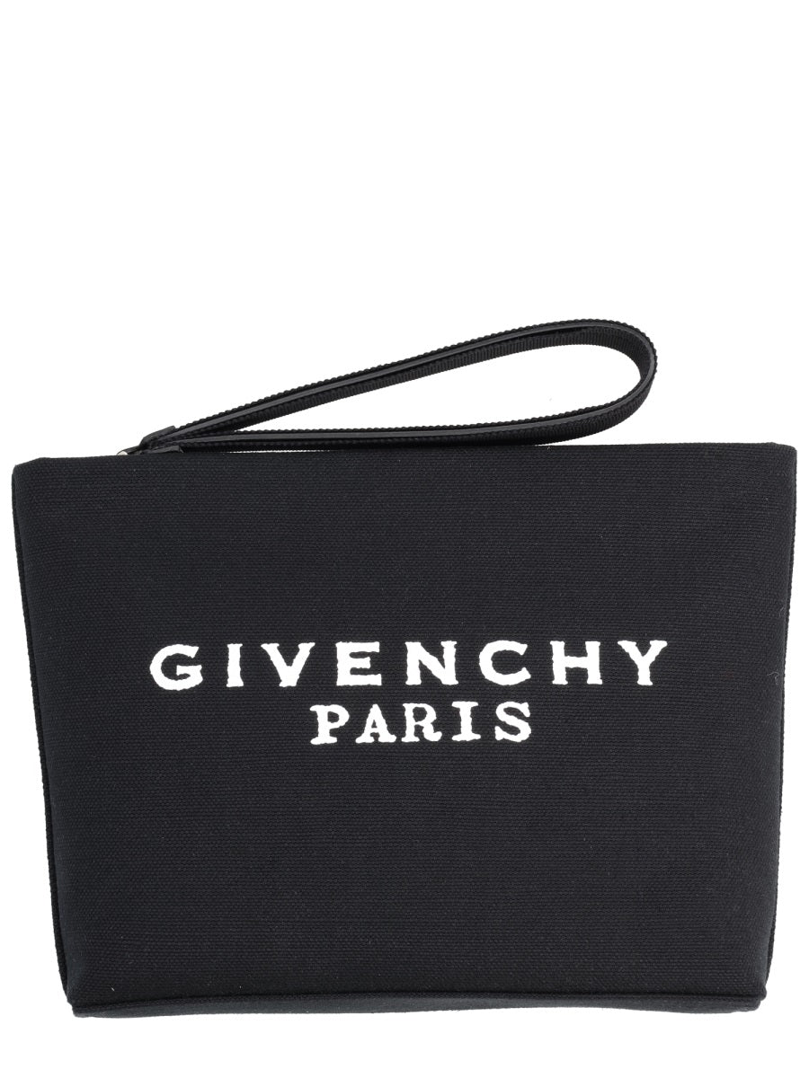 Clutch Bag With Logo Black Cotton