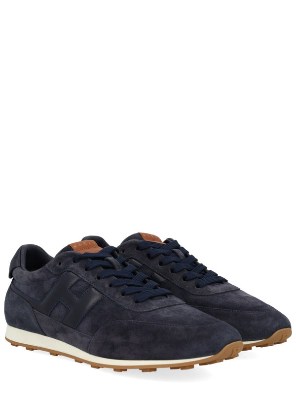 Blue Athletic Sneakers Calfskin Trainers