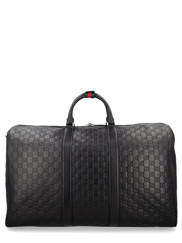 Shoulder Bag Gg Emblem Black Leather Calf