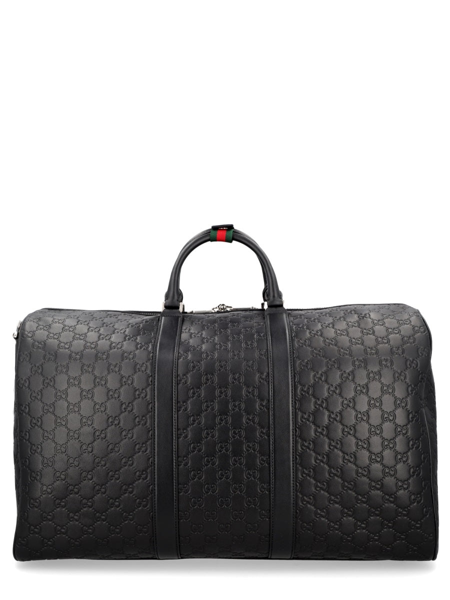 Shoulder Bag Gg Emblem Black Leather Calf