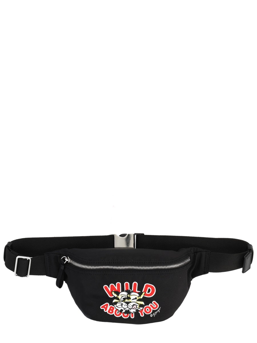 Wild Tiger Pouch Black Polyester Belt Bags