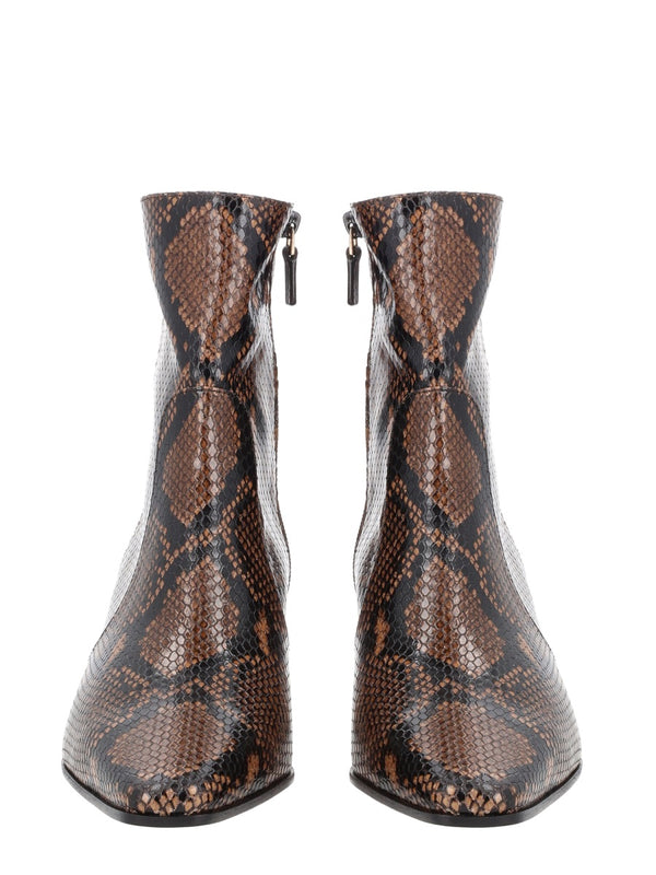 Stassi Zipper Leather Boots Brown