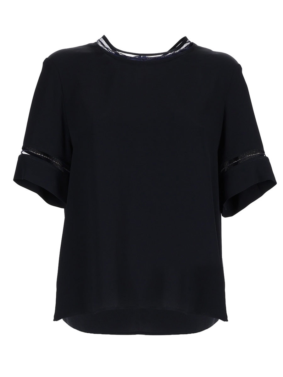 T-Shirt With Transparent Details Blue Acetate T-shirts