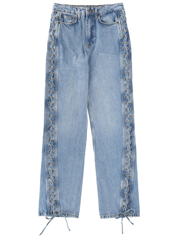 Jeans With Laces Blue Cotton (organic)