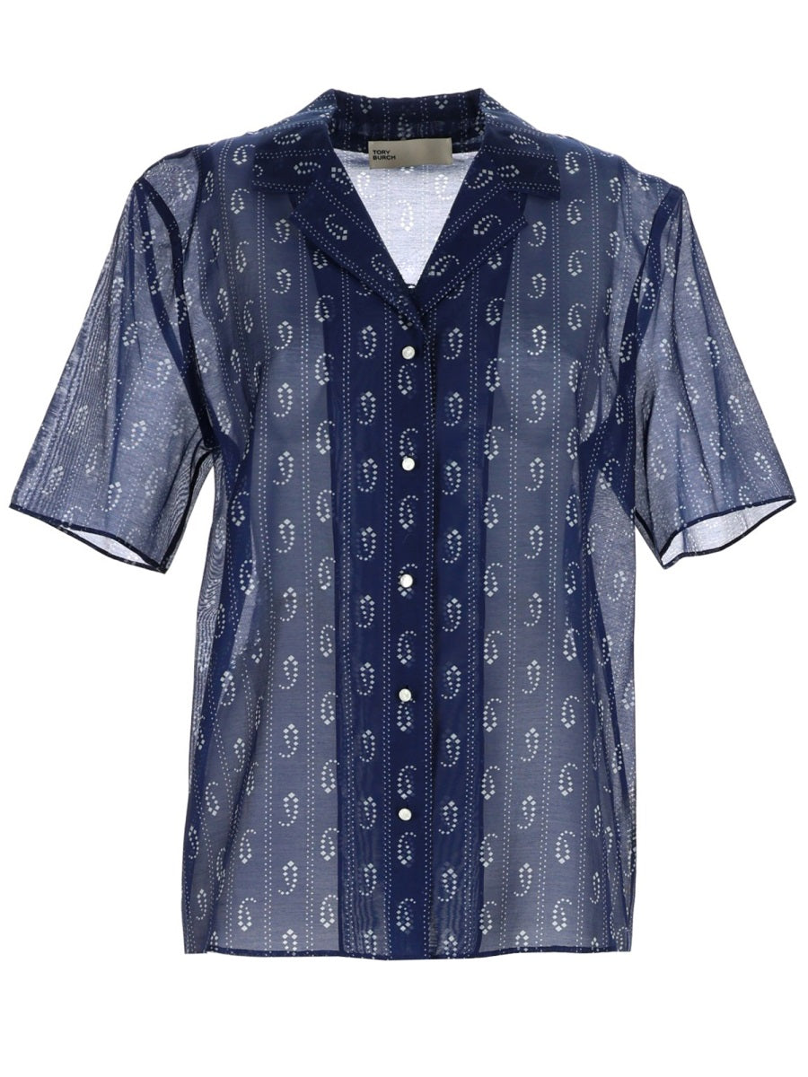 Paisley Print Shirt Blue Cotton