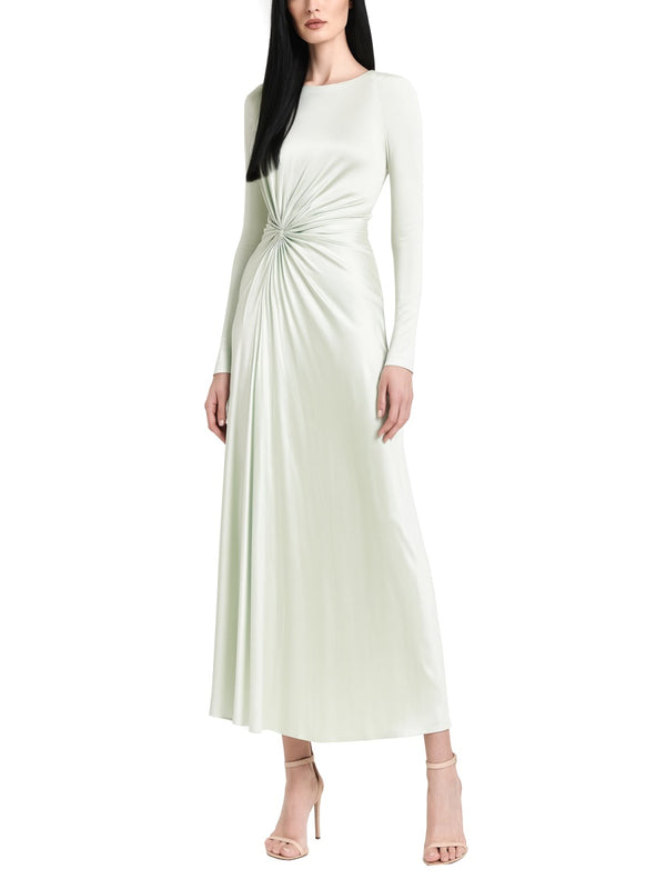 Twist Waist Long Dress Green Viscose