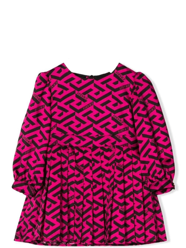 Dress Greca Allover Fuchsia Polyester
