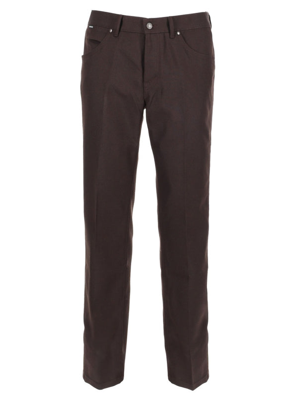 Wool Pants Brown Polyester Trousers