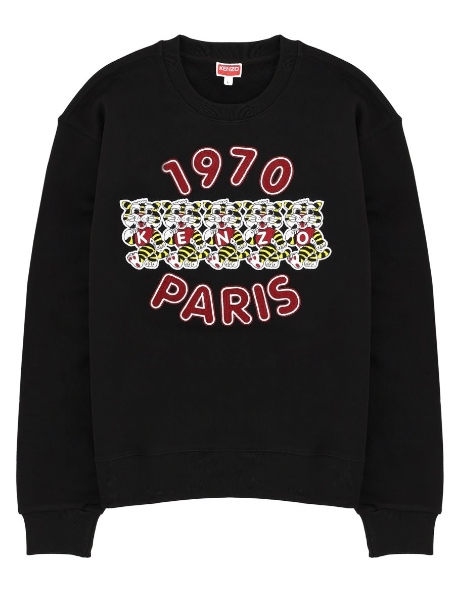 Wild Tiger Sweatshirt Black Cotton Sweatshirts