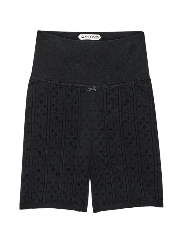 Shorts Perforated Knit Black Viscose