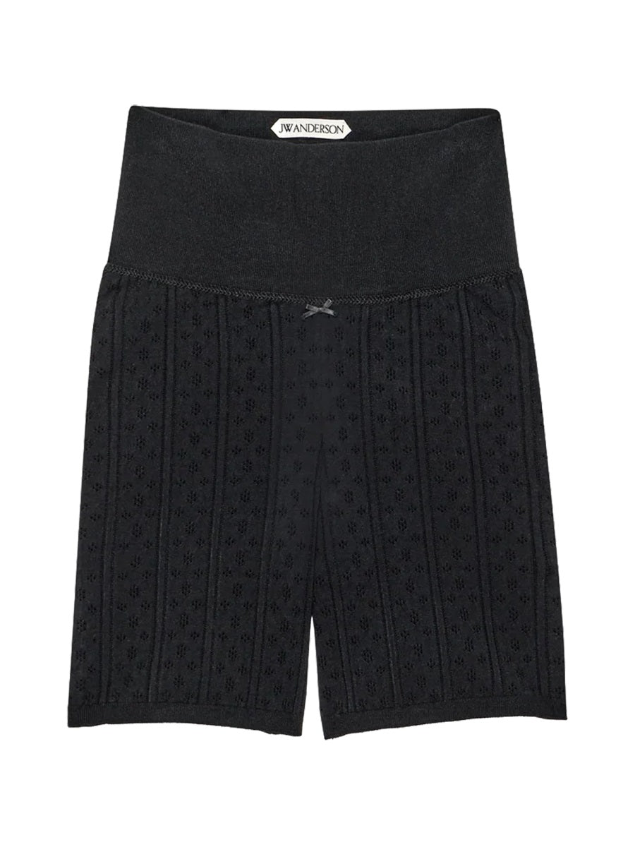 Shorts Perforated Knit Black Viscose