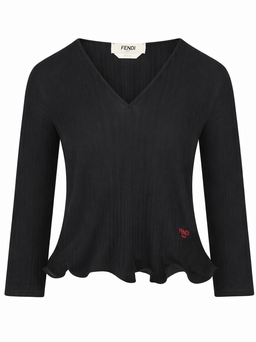Top Virgin Wool Black Tops