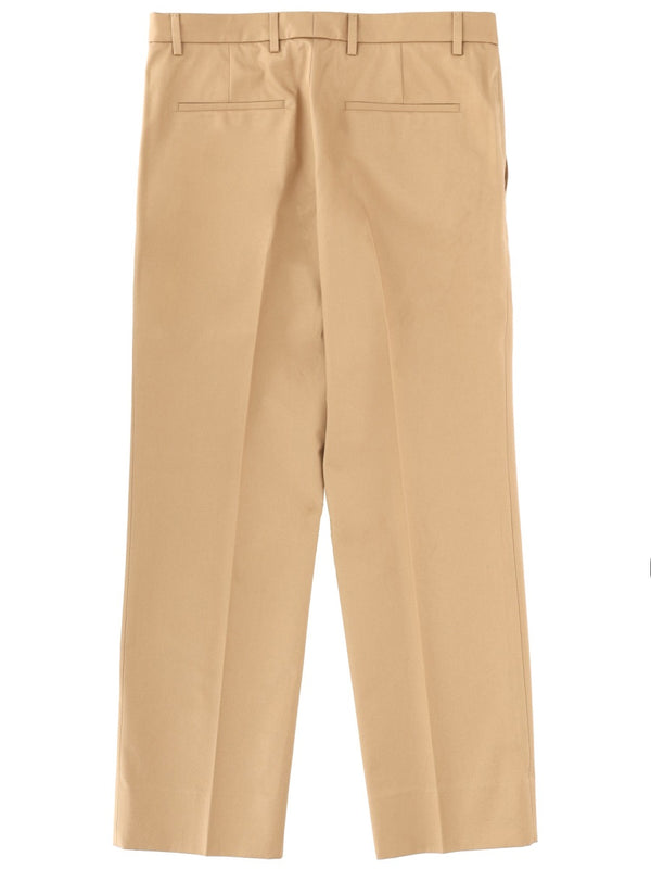 Tailored Cotton Pants Beige Trousers
