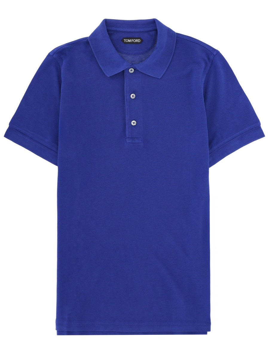 Lyocell And Cotton Polo Shirt Blue