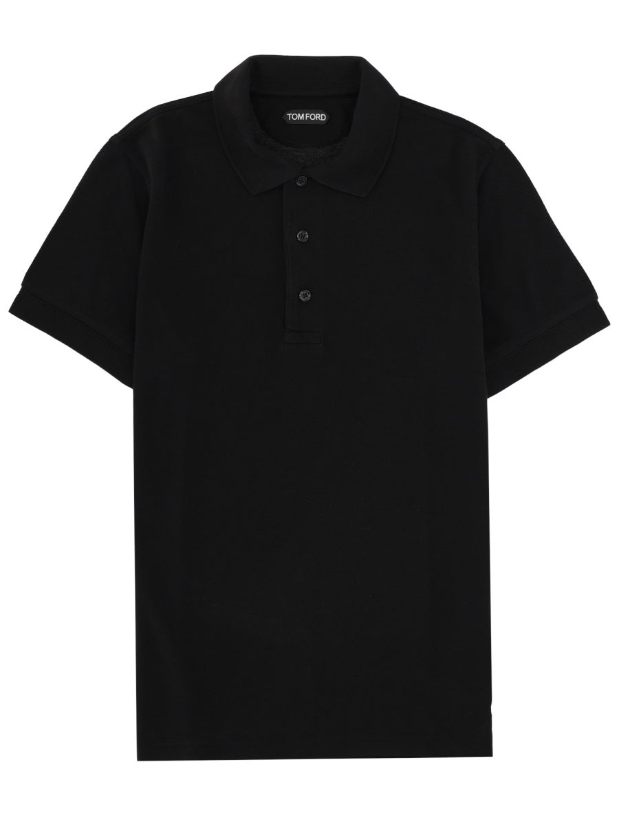 Polo Shirt Lyocell And Cotton Black T-shirts