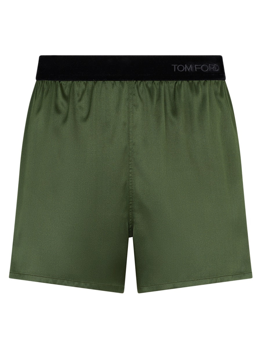 Silk Pajama Shorts Green - Elastane