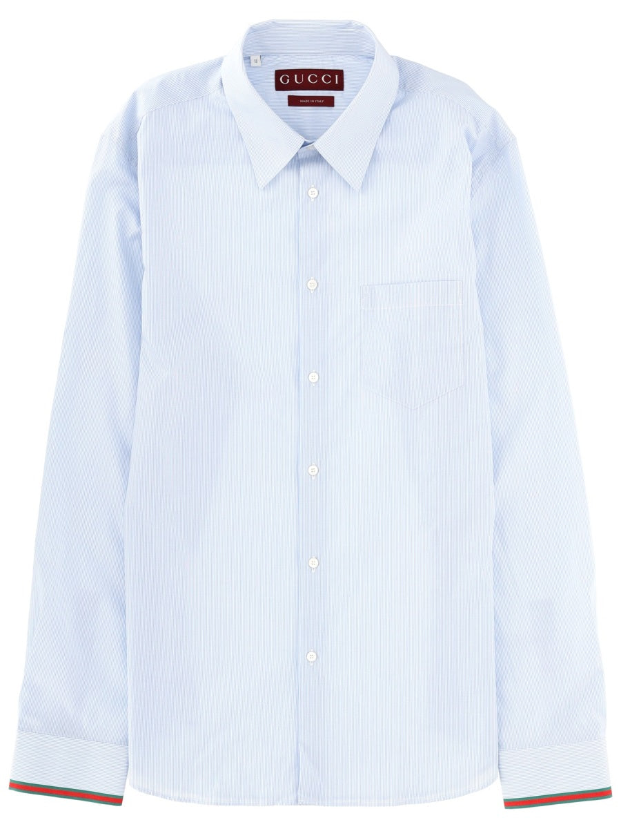 Striped Cotton Shirt Azure