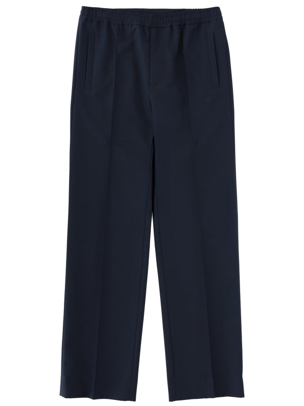 Technical Panama Pants Blue Polyester Trousers