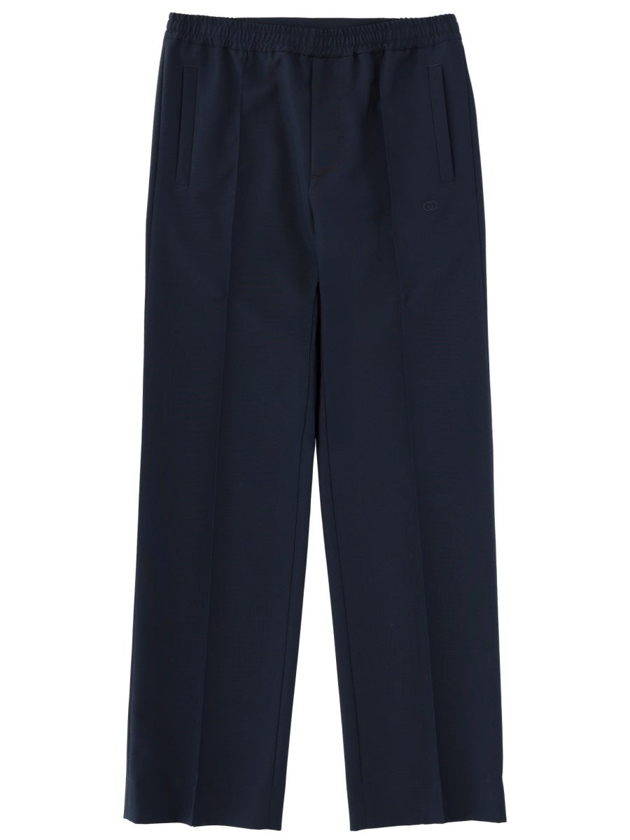 Technical Panama Pants Blue Polyester Trousers