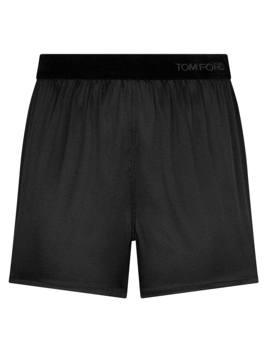 Silk Pajama Shorts Black