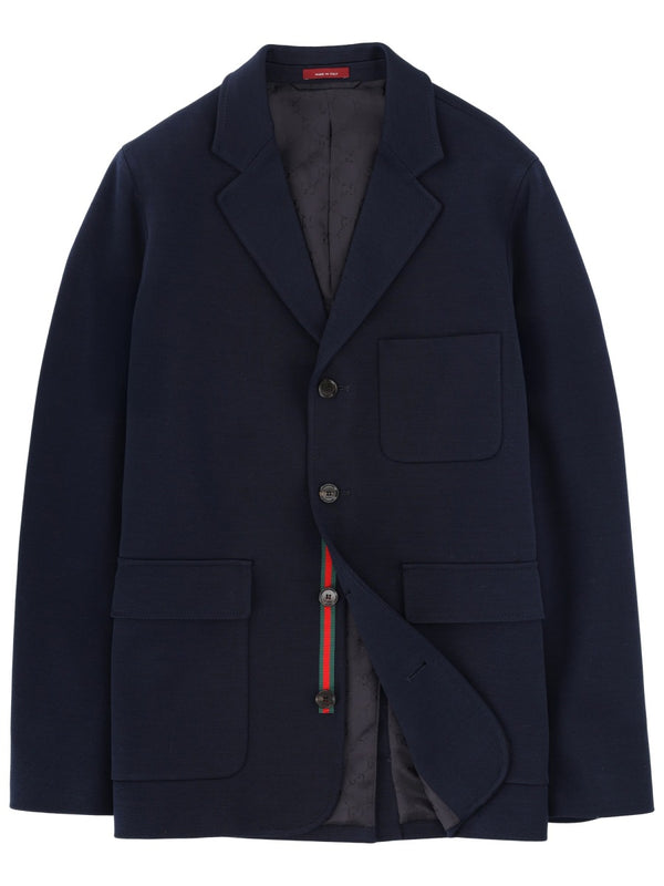 Single-Breasted Jacket Blue Cotton